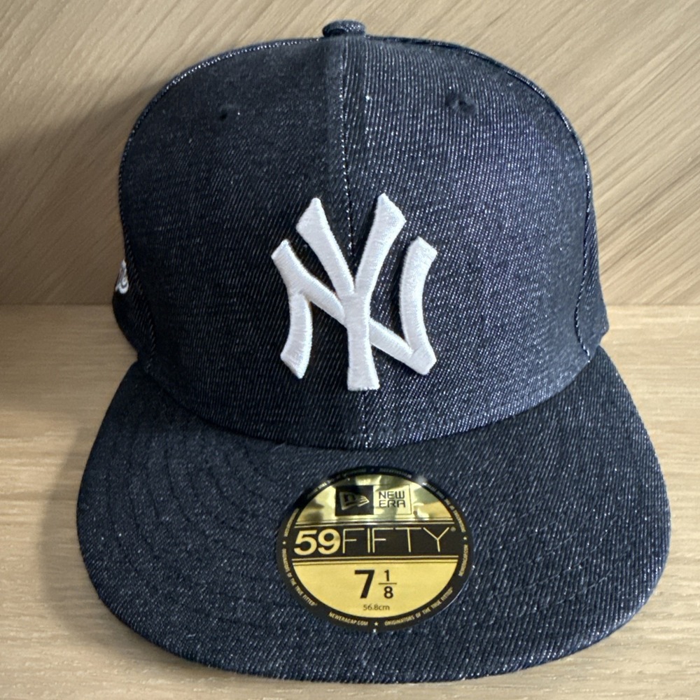 NEW YORK YANKEES NEW ERA 59FIFTY‎ 1999 WORLD SERIES BLK DENIM 7 1/8 FITTED HAT